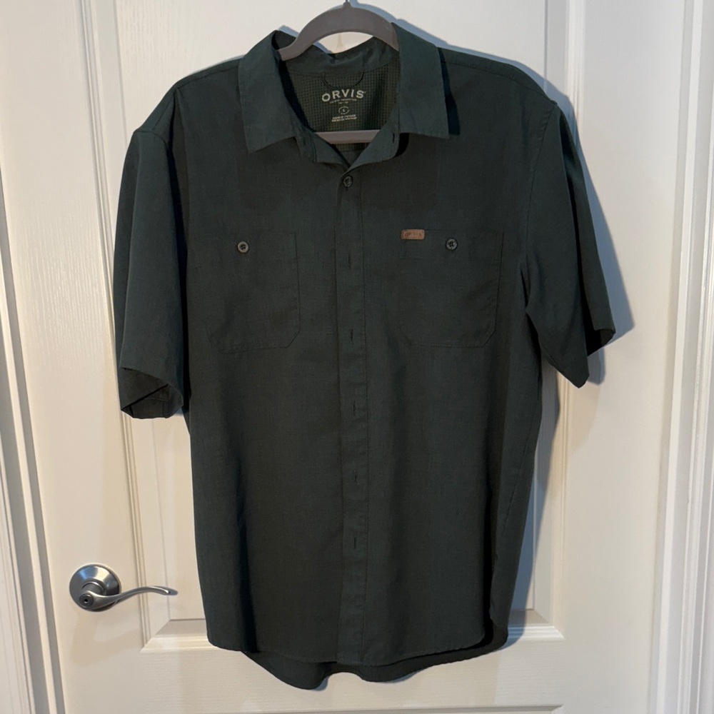 Orvis Men's Dark Green Casual Button Down Shirt